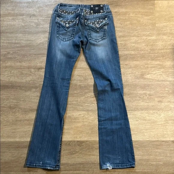 Miss Me Blue Embellished Designer Jeans. Sz 26 Boot - Picture 11 of 16